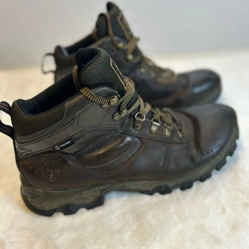 Timberland Brown Waterproof hiking boots leather lace up outdoor trail boots Men